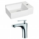 American Imaginations AI-15196 Rectangle Vessel Set In White Color With Single Hole CUPC Faucet