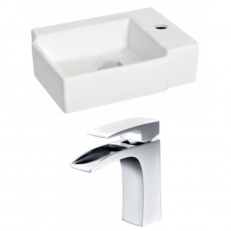 American Imaginations AI-15198 Rectangle Vessel Set In White Color With Single Hole CUPC Faucet
