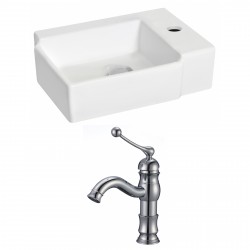 American Imaginations AI-15200 Rectangle Vessel Set In White Color With Single Hole CUPC Faucet