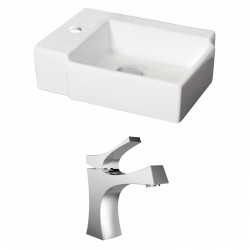 American Imaginations AI-15201 Rectangle Vessel Set In White Color With Single Hole CUPC Faucet