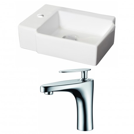 American Imaginations AI-15203 Rectangle Vessel Set In White Color With Single Hole CUPC Faucet