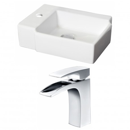 American Imaginations AI-15205 Rectangle Vessel Set In White Color With Single Hole CUPC Faucet