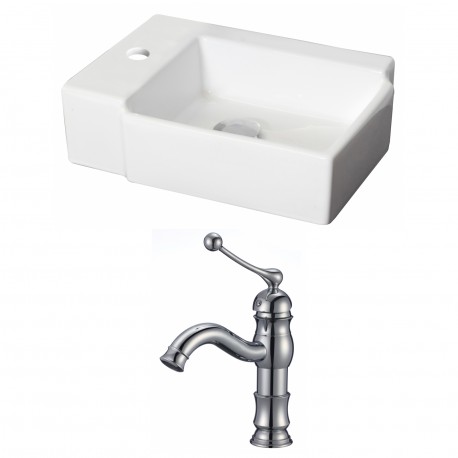 American Imaginations AI-15207 Rectangle Vessel Set In White Color With Single Hole CUPC Faucet