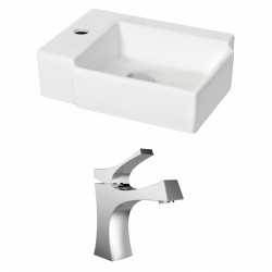 American Imaginations AI-15208 Rectangle Vessel Set In White Color With Single Hole CUPC Faucet