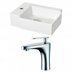 American Imaginations AI-15210 Rectangle Vessel Set In White Color With Single Hole CUPC Faucet