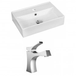 American Imaginations AI-15215 Rectangle Vessel Set In White Color With Single Hole CUPC Faucet