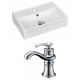 American Imaginations AI-15216 Rectangle Vessel Set In White Color With Single Hole CUPC Faucet