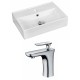 American Imaginations AI-15218 Rectangle Vessel Set In White Color With Single Hole CUPC Faucet