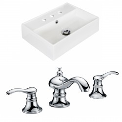 American Imaginations AI-15223 Rectangle Vessel Set In White Color With 8-in. o.c. CUPC Faucet