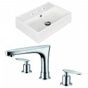 American Imaginations AI-15224 Rectangle Vessel Set In White Color With 8-in. o.c. CUPC Faucet