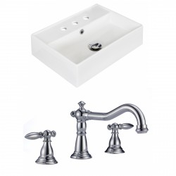 American Imaginations AI-15227 Rectangle Vessel Set In White Color With 8-in. o.c. CUPC Faucet