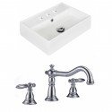 American Imaginations AI-15227 Rectangle Vessel Set In White Color With 8-in. o.c. CUPC Faucet