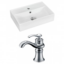 American Imaginations AI-15230 Rectangle Vessel Set In White Color With Single Hole CUPC Faucet