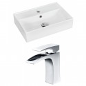 American Imaginations AI-15233 Rectangle Vessel Set In White Color With Single Hole CUPC Faucet