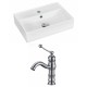 American Imaginations AI-15235 Rectangle Vessel Set In White Color With Single Hole CUPC Faucet