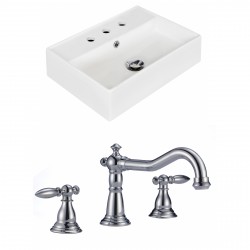 American Imaginations AI-15241 Rectangle Vessel Set In White Color With 8-in. o.c. CUPC Faucet