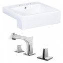 American Imaginations AI-15243 Rectangle Vessel Set In White Color With 8-in. o.c. CUPC Faucet