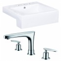 American Imaginations AI-15245 Rectangle Vessel Set In White Color With 8-in. o.c. CUPC Faucet