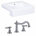American Imaginations AI-15248 Rectangle Vessel Set In White Color With 8-in. o.c. CUPC Faucet