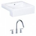 American Imaginations AI-15249 Rectangle Vessel Set In White Color With 8-in. o.c. CUPC Faucet