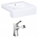 American Imaginations AI-15250 Rectangle Vessel Set In White Color With Single Hole CUPC Faucet