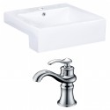 American Imaginations AI-15251 Rectangle Vessel Set In White Color With Single Hole CUPC Faucet