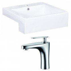 American Imaginations AI-15252 Rectangle Vessel Set In White Color With Single Hole CUPC Faucet