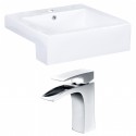 American Imaginations AI-15254 Rectangle Vessel Set In White Color With Single Hole CUPC Faucet