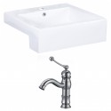 American Imaginations AI-15256 Rectangle Vessel Set In White Color With Single Hole CUPC Faucet