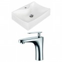 American Imaginations AI-15259 Rectangle Vessel Set In White Color With Single Hole CUPC Faucet