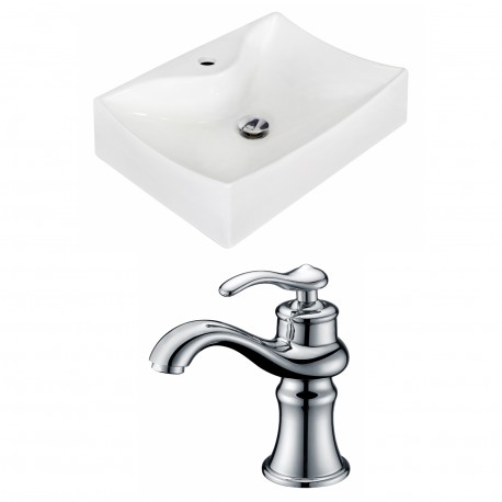 American Imaginations AI-15265 Rectangle Vessel Set In White Color With Single Hole CUPC Faucet