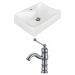 American Imaginations AI-15270 Rectangle Vessel Set In White Color With Single Hole CUPC Faucet