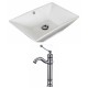 American Imaginations AI-15273 Rectangle Vessel Set In White Color With Deck Mount CUPC Faucet