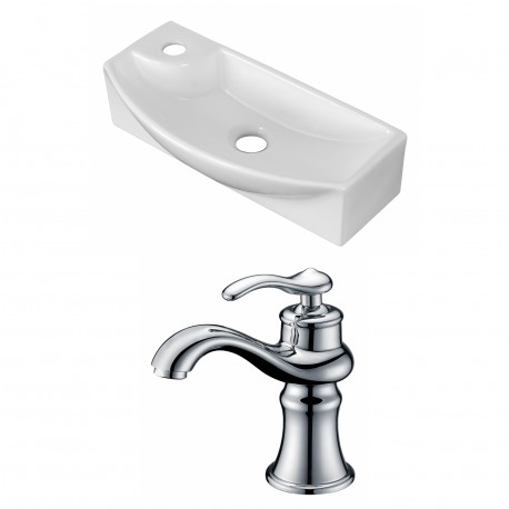 American Imaginations AI-15275 Rectangle Vessel Set In White Color With Single Hole CUPC Faucet