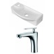 American Imaginations AI-15276 Rectangle Vessel Set In White Color With Single Hole CUPC Faucet