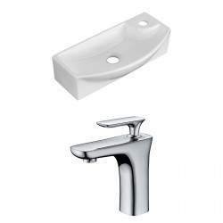 American Imaginations AI-15284 Rectangle Vessel Set In White Color With Single Hole CUPC Faucet