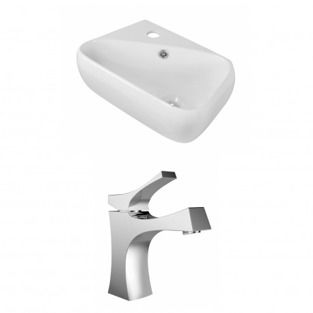 American Imaginations AI-15288 Rectangle Vessel Set In White Color With Single Hole CUPC Faucet