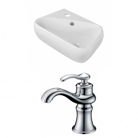 American Imaginations AI-15289 Rectangle Vessel Set In White Color With Single Hole CUPC Faucet