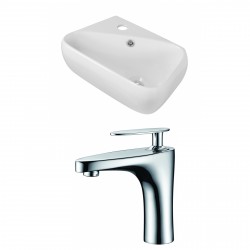 American Imaginations AI-15290 Rectangle Vessel Set In White Color With Single Hole CUPC Faucet