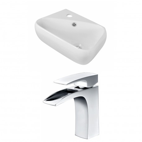 American Imaginations AI-15299 Rectangle Vessel Set In White Color With Single Hole CUPC Faucet