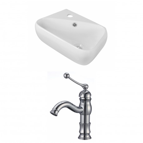 American Imaginations AI-15301 Rectangle Vessel Set In White Color With Single Hole CUPC Faucet