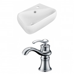 American Imaginations AI-15303 Rectangle Vessel Set In White Color With Single Hole CUPC Faucet