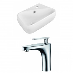 American Imaginations AI-15304 Rectangle Vessel Set In White Color With Single Hole CUPC Faucet