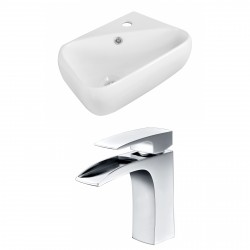 American Imaginations AI-15306 Rectangle Vessel Set In White Color With Single Hole CUPC Faucet