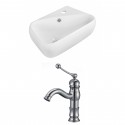 American Imaginations AI-15308 Rectangle Vessel Set In White Color With Single Hole CUPC Faucet
