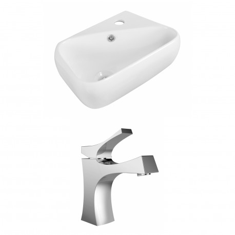 American Imaginations AI-15309 Rectangle Vessel Set In White Color With Single Hole CUPC Faucet