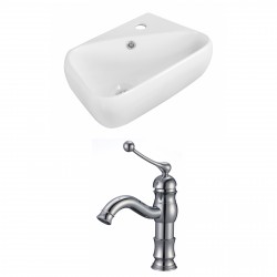 American Imaginations AI-15315 Rectangle Vessel Set In White Color With Single Hole CUPC Faucet