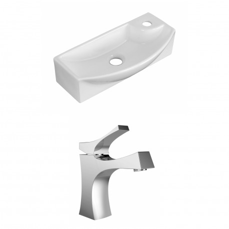 American Imaginations AI-15344 Rectangle Vessel Set In White Color With Single Hole CUPC Faucet