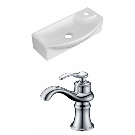 American Imaginations AI-15345 Rectangle Vessel Set In White Color With Single Hole CUPC Faucet