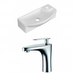 American Imaginations AI-15346 Rectangle Vessel Set In White Color With Single Hole CUPC Faucet
